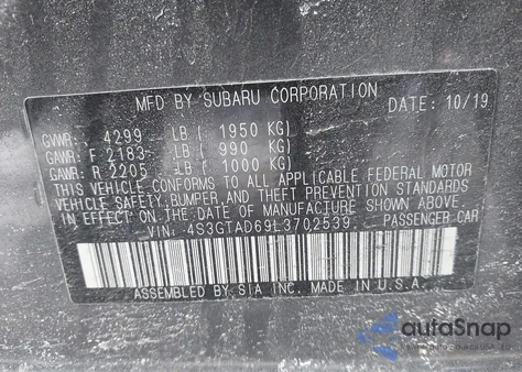 2020 Subaru Impreza Premium 5-Door from USA, damaged, VIN 4S3GTAD69L3702539